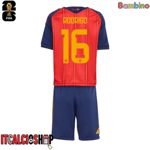 Spagna Rodri Hernandez #16 Prima Maglia Bambino Mondiali 2026 Manica Corta (+ Pantaloni corti)